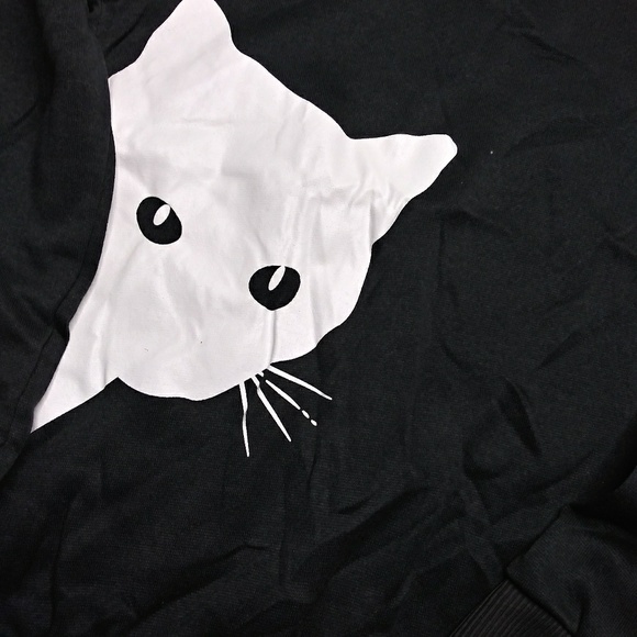 Black and White Cat Sweatshirt Sweater - Picture 3 of 6